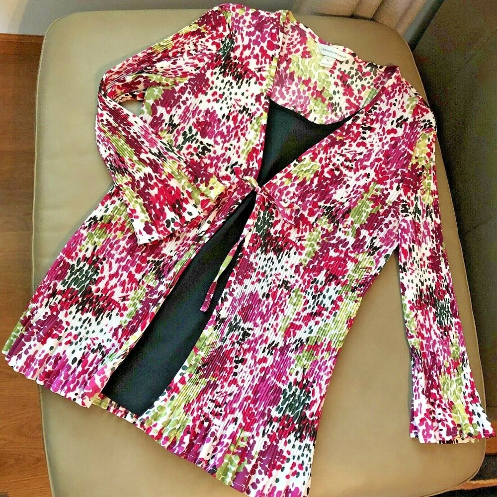 CHRISTOPHER BANKS Floral Stretch Crinkle Top